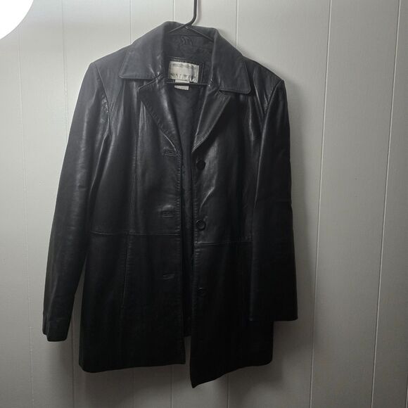 Nine West Large Women's Black Soft Butter Leather Coat - Picture 1 of 9